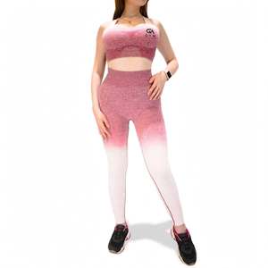 Women's Dip Dye Yoga <b>Set</b> <b>Square</b> Neck Sports Bra Flare Leggings Skort Fitness Dance Outfit Sports Bra Seamless Legging Fitness - Product Image 4