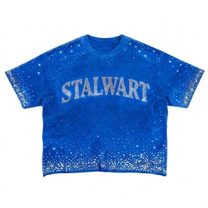 เสื้อยืดกราฟิกประดับเพชรทรงโอเวอร์ไซส์ แขนสั้น สไตล์สตรีทแวร์ ลายดาวสีน้ำเงิน คอกลม ผ้าเจอร์ซีย์คอตตอน สำหรับผู้ชาย - Product Image 1