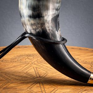 Premium Quality Eco-Friendly Handmade Customizable Size Natural Shape Modern Design Marble Pattern Reusable Viking Horn <b>Beer</b> Mug - Product Image 4