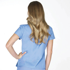 Ensemble de tenue d'infirmière en toile de haute qualité pour femmes, personnalisable avec logo couleur, hauts de blouse à manches courtes et deux poches, détection d'aiguilles, usage hospitalier - Product Image 6