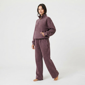 Custom <b>Women</b> Acid Wash Tracksuit Set Oversized Quarter Zip Sweatshirt And <b>Sweatpants</b> Two Piece Outfit OEM ODM Manufacture - Product Image 6