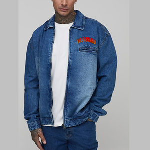 Chaqueta Vaquera de Invierno de Alta Calidad, Hecha a Medida, 100% Algodón, 14 OZ, Lavado Vintage, Bordado Personalizado en la Parte Delantera, a la Moda - Product Image 1