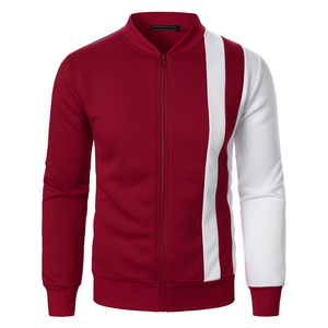 Men's Jacket Bold Color Stand Collar Zip-Up Athletic Slim Fit for Sports Gym or Casual Wear High Street Style Bomber Jacket For - Product Image 1