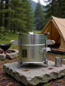 Stainless Steel Charcoal <b>BBQ</b> Grill with Removable <b>Grate</b> - Product Image 1