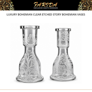 Farida Hookahs - Jarrones de Lujo Bohemios de Vidrio Transparente con Grabado a Mano Profundo, Tipo Espejo, Acabado Brillante, 30 cm, Estilo Egipcio - Product Image 3