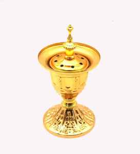 Quemador de incienso de lujo de mármol y madera, forma de copa vintage, para Oud, incienso y carbón, con tapa, estilo árabe, ecológico - Product Image 1