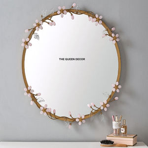 Espejo Decorativo de Pared Redondo de Aluminio de Alta Calidad, Atractivo, Chapado en Oro, Accesorios para Colgar en la Pared - Product Image 1