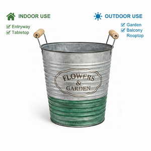 Pot de fleurs galvanisé pour décoration intérieure et extérieure - Rond - 7 pouces - Product Image 4