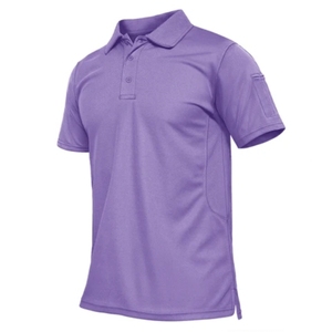 เสื้อโปโลผู้ชาย แห้งเร็ว แขนสั้น สีเทาล้วน ผ้าถัก ทรงปกติ สไตล์ลำลอง มีกระเป๋า - Product Image 3