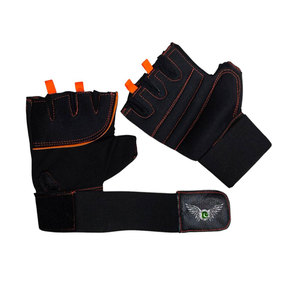 Guantes de levantamiento de pesas de medio dedo, de cuero PU negro, con correa de muñeca ajustable, guantes unisex para gimnasio, fitness, entrenamiento y ejercicio. - Product Image 5
