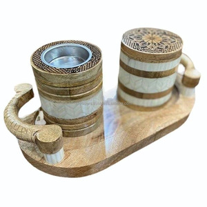 Porte-parfum haut de gamme pour les célébrations de l'Aïd Ensemble de brûleur de Bakhoor Oud céleste avec artisanat en bois naturel et récipient - Product Image 5