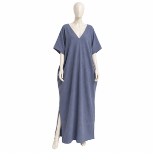 Vestido Kaftan de Gasa de Algodón |   Vestido Maxi Holgado con Cuello en V para Mujer, Manga Corta, Informal, Verano, Playa, Ligero, para Vacaciones - Product Image 1