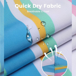 Shorts de bain rayés pour hommes avec cordon de serrage à la taille, séchage rapide, poches, taille mi-haute, décontractés, en tissu tissé 100 % polyester - Product Image 3