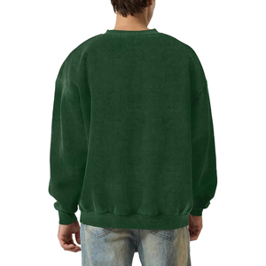 New Arrival Men's <b>Oversized</b> Crew Neck <b>Sweatshirt</b> <b>Vintage</b> Solid Green Long Sleeve Pullover Casual Top Demanding Article ODM OEM - Product Image 3