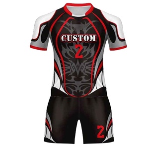 Uniforme de rugby unisexe à manches courtes de haute qualité, design personnalisé, impression numérique, séchage rapide, respirant, 100% polyester - Product Image 1