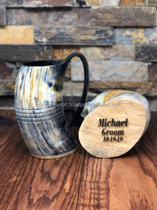 Tasse Viking Authentique 'Valhalla pour Ale Beer ou Celebration Old Fashioned Glass 'Raise Your Horn High' Toast - Product Image 2