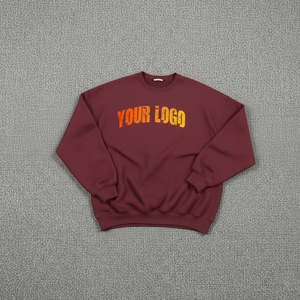 Sweat-shirt col rond streetwear grande taille pour femme, couleur bordeaux uni, en molleton de coton oversize, effet délavé, type pull à capuche et sweat-shirt - Product Image 3