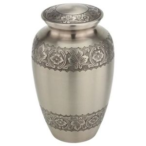 Elegant White Enamel Metal Cremation Urn for Human Ashes - Handcrafted Decorative Funeral Urns for Adults Burial & <b>Memorial</b> Urns - Product Image 2