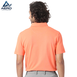 Men's <b>Orange</b> Color Sleeve Pique <b>Polo</b> Shirt Breathable Casual Fit Regular Length Solid Color Knitted Fabric <b>Polo</b> Tees - Product Image 2