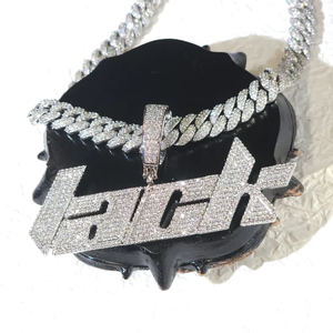 Collar de Lujo Unisex de Plata 925 con Moissanita, Diseño Hip Hop Iced, Estilo Urbano, Personalizable con Letra, Bañado en Rodio, Venta al por Mayor - Product Image 3