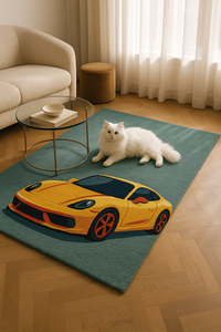 Tapis carré en laine tufté à la main au design artistique moderne, ensemble de tapis colorés pour salon et pique-nique, lavable - Product Image 3