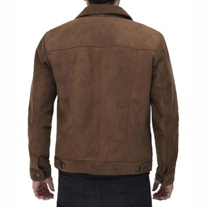 Brown Leather <b>Trucker</b> <b>Jacket</b> for Men - Product Image 3