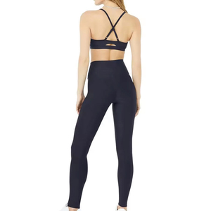 Custom Color Plus Size Yoga Set 2-Piece <b>Crop</b> <b>Top</b> Shorts Spandex/Nylon Quick Dry Adjustable Straps High-Waisted Elastic Waistband - Product Image 5