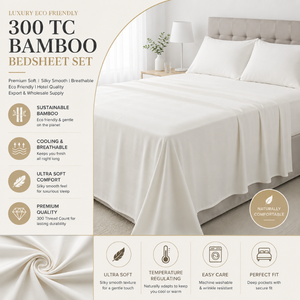Sábana Transpirable de Bambú Puro 300 TC Ivory Cloud |   Ropa de Cama de Lujo, Suave y Sostenible para Hoteles y Resorts, Sábanas Premium al por Mayor - Product Image 6