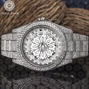 Montre de luxe pour homme Charm Jewels en acier inoxydable avec lunette sertie de diamants, cadran Mandala, mouvement mécanique 40 mm, résistance à l'eau 10 bars, automatique - Product Image 1