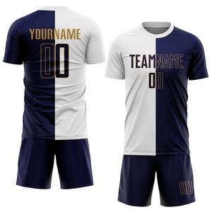 Ensemble de maillots de football personnalisés par sublimation / Kit d'uniforme de football personnalisé moitié bleu marine / moitié blanc - Product Image 1