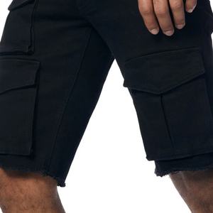 Good Manufacturer Custom Logo Distressed Shorts Denim Shorts High Street Fashion Elastic Waist Jean Shorts Men - Product Image 6