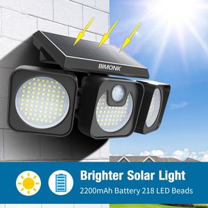 Faro Solare da Esterno a 218 LED, 2000LM, 6500K, Orientabile a 270 Gradi, 3 Teste, 8 Metri, Impermeabile IP65, con Sensore di Movimento - Product Image 2