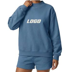 Service OEM – Sweat-shirt oversize personnalisé pour femme, col montant, coupe ample, fentes latérales, motif uni, logo frontal, hiver - Product Image 5