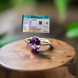 Certified Amethyst Gemstone <b>Adjustable</b> <b>Ring</b> | Natural Purple Crystal for Men & Women - Product Image 3