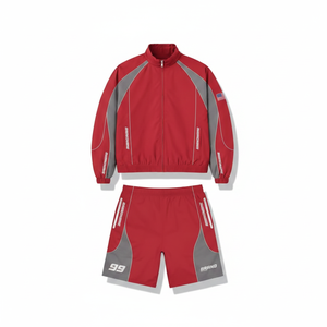 Conjunto de Chaqueta Corta con Capucha y Pantalones Deportivos de Dos Piezas, Talla Grande, para Verano, con Cordón Ajustable, 100% Nailon, Ropa Deportiva Urbana para Adolescentes - Product Image 1