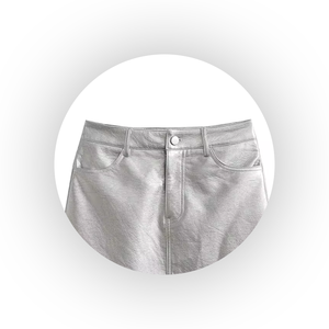 Jupe en cuir véritable pour femme, style mini, blanc uni, grande taille personnalisée, vente en gros d'usine, dernière collection, offre spéciale - Product Image 4