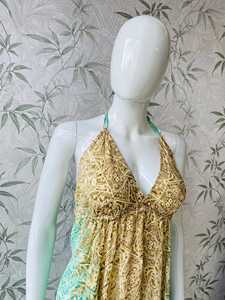 Nuevo Vestido Bohemio de Seda con Estampado Floral de Verano Indio, Largo hasta la Rodilla, Lavable, Cintura Natural, Talla Única, Regalo para Ella - Product Image 6