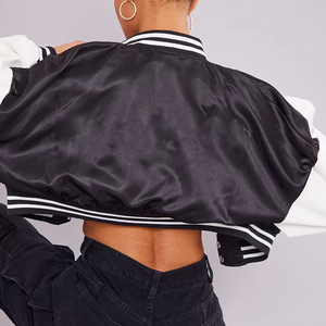 Blouson Bomber en Satin Style Universitaire Brodé Personnalisé avec Logo – Nouvelle Collection Décontractée Courte Style Baseball et Streetwear - Product Image 2