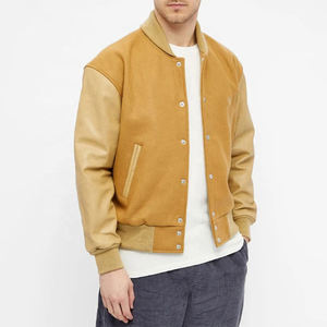 Veste de style universitaire pour homme, vert foncé et olive, manches en simili cuir, fermeture à boutons pression, veste de mode urbaine haut de gamme - Product Image 5