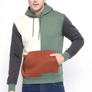 Sweat à capuche moderne pour homme, patchwork color block, en molleton de coton premium, avec poche kangourou, cordon de serrage, coupe décontractée, style décontracté - Product Image 5
