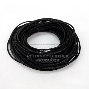 Cordon en cuir tressé noir brillant de 3 mm, populaire, authentique, de qualité supérieure, pour la fabrication de bijoux, production en gros - Product Image 1