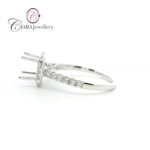 Moda 18K AU750 Classic Halo Blanco/Amarillo 1.00CT Forma redonda Anillo de diamante natural Montaje para bodas - Product Image 2