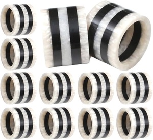 Anillos de Servilleta Modernos de Resina con Rayas Blancas y Negras para Decoración de Mesa de Boda - Product Image 3