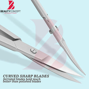 Tijeras para uñas de acero inoxidable con punta extrafina y hoja curva, herramienta de manicura de precisión para recortar cejas y pestañas y cuidado de la piel seca - Product Image 3