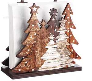 Porte-serviettes en bois en forme de sapin de Noël, décoration de table réutilisable, tapis et sous-plats de forme irrégulière - Product Image 2