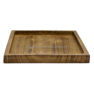 Bandeja de mesa de centro de madera de calidad estándar, bandeja decorativa de madera de acacia, bandeja redonda de madera para servir al mejor precio de la India - Product Image 1