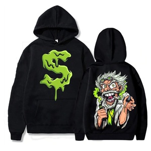 Sweat-shirt à capuche noir pour homme avec logo vert au dos, poche, coupe classique, vêtement d'automne, 500g - Product Image 1