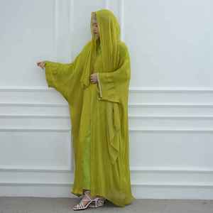Luxury Front Pleated Modern Muslim Casual Abaya Women Dubai Modest Islamic <b>Floor</b> Length Long Sleeves Breathable Lightweight - Product Image 1