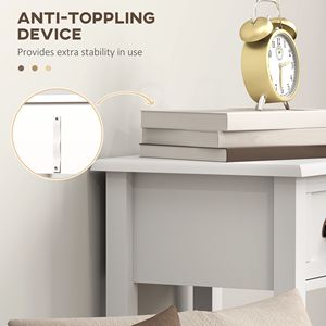 Tables consoles blanches à 2 niveaux, lot de 2 tables d'appoint avec tiroir et étagère pour salon et couloir - Product Image 6