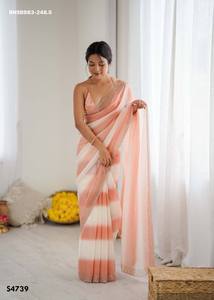 Magnifique collection de sarees et chemisiers en satin de qualité supérieure avec des travaux de diamants Zarkan, vêtements ethniques pour femmes - Product Image 3